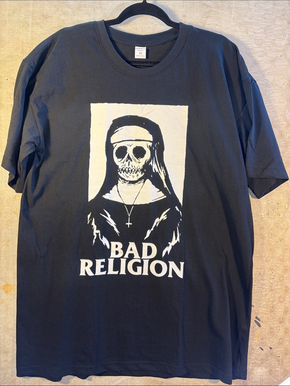Black Graphic Tee - Skull Nun Design